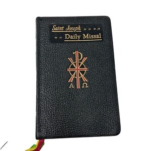 Saint Joseph Daily Missal 1961 Catholic Church Daily Mass Black Leatherette VTG